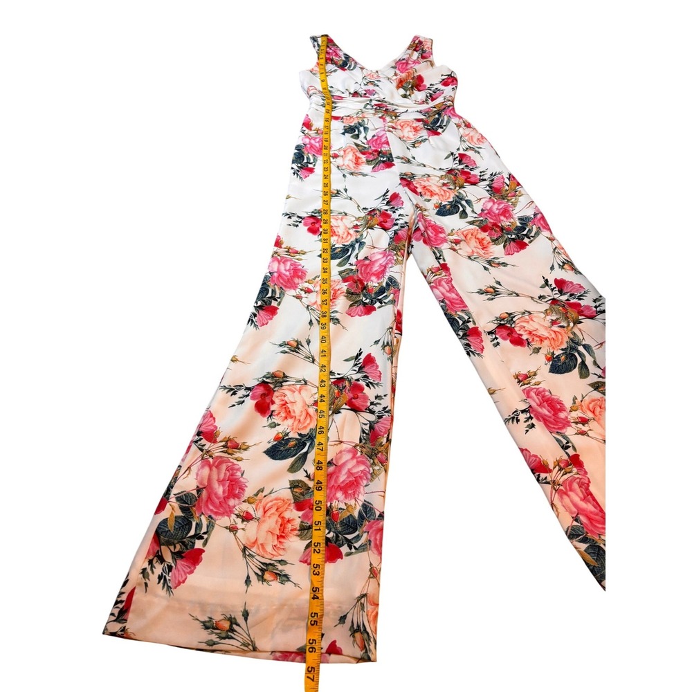 Floral Sleeveless Wide Leg Antonio Melani Jumpsuit 2 White Pink - Picture 10 of 10